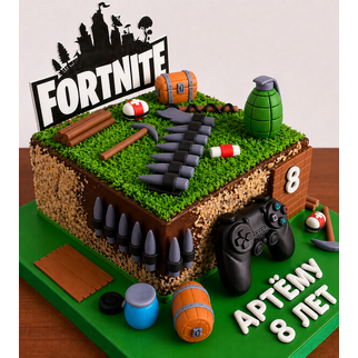 Торт с 3Д элементами игры Fortnite для празднования дня рождения поклонника игры
