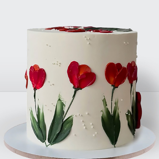 0 Торт с красными тюльпанами