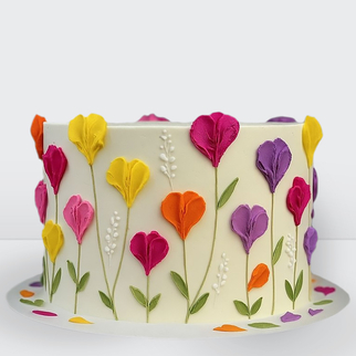 0 Торт с разноцветными цветами на 8 марта