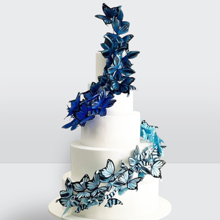 0 Свадебный торт с синими бабочками