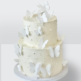 0 Свадебный торт с бабочками 2 яруса