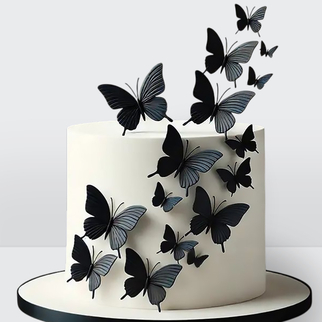 0 Свадебный торт с черными бабочками 1 ярус