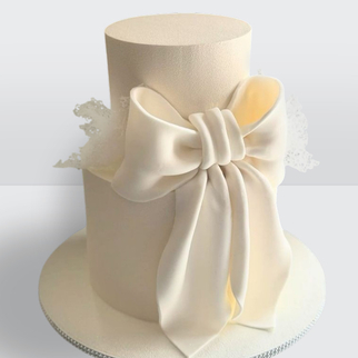 0 Свадебный торт с бантом из мастики 2 яруса