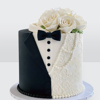 Свадебный торт жених и невеста с розами