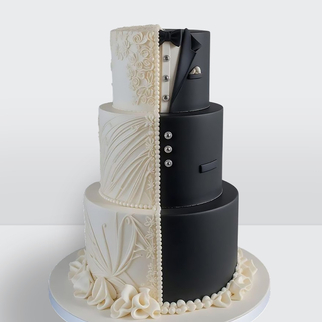 Свадебный торт жених и невеста с жемчужинами 3 яруса