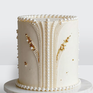 0 Свадебный торт усыпанный жемчужинами с золотом