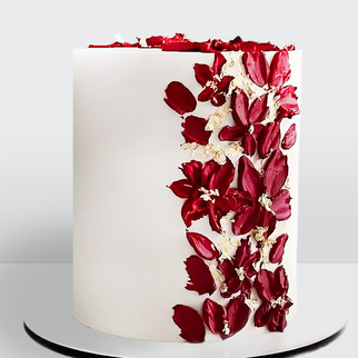Торт с красными цветами с детализированным декором и точным повторением дизайна
