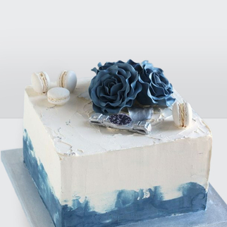 0 Свадебный торт с розами сладостями и часами куб градиент с эффектным декором и плавным переходом оттенков