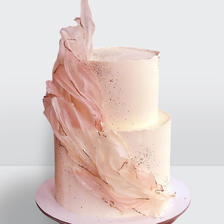 0 Свадебный торт с розовой драпировкой с изящным декором и плавными линиями оформления Title (101): Свадебный торт с