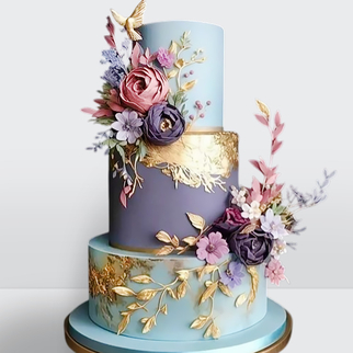 0 Свадебный торт с разноцветными цветами 3 яруса