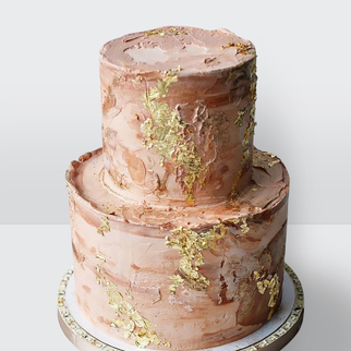 Торт розовый с золотом 2 яруса в стиле минимализм