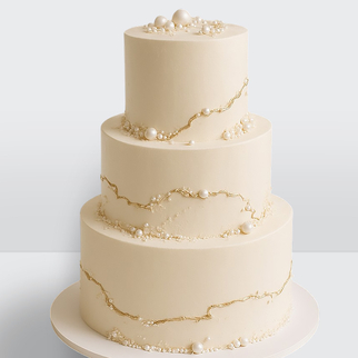 Торт белый 3 яруса с жемчужинами