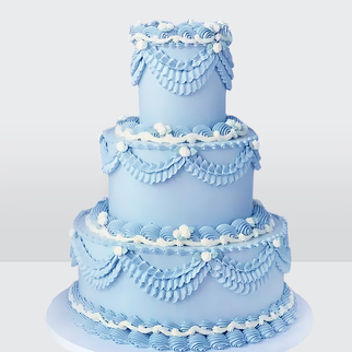 Свадебный торт ламбет голубой 3 яруса