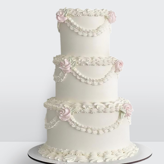 Свадебный торт классический ламбет 3 яруса белый с розами