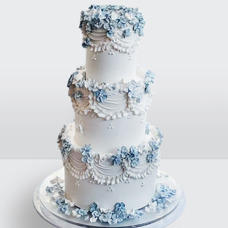 Свадебный торт ламбет голубой 3 яруса
