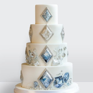 0 Свадебный торт 4 яруса с кристаллами