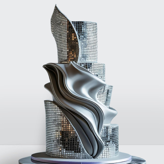 0 Свадебный торт зеркальный с драпировкой 3 яруса