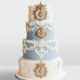 0 Свадебный торт в стиле ампир с узорами и золотой геральдикой