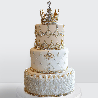 0 Свадебный торт в стиле ампир с короной с узорами 3 яруса
