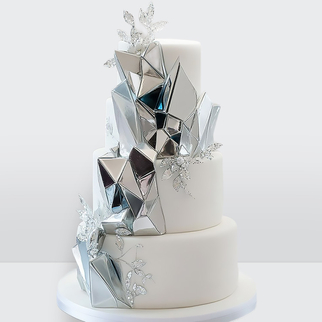 0 Свадебный торт дизайнерский кристаллы и зеркальные камни 3 яруса