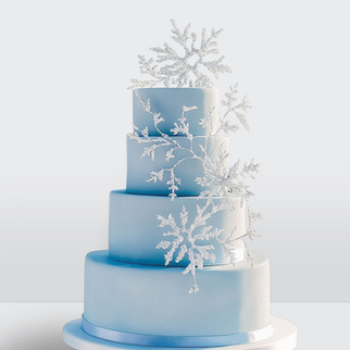 Торт зимний со снежинками 4 яруса
