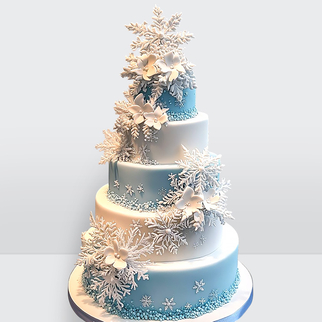 0 Свадебный торт зимний со снежинками 5 ярус