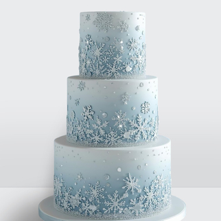 0 Торт зимний со снежинками 3 яруса