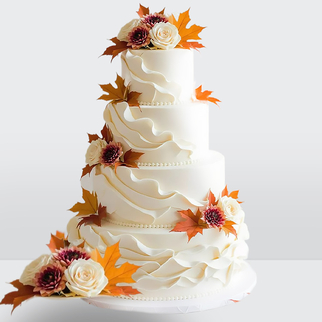 0 Торт осенний 4 яруса с листьями и цветами