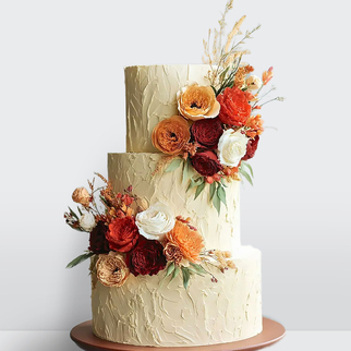 0 Торт осенний 3 яруса с осенними цветами
