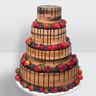 0 Торт шоколадный 3 яруса украшенный лесными ягодами