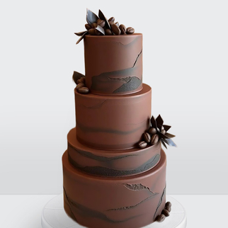0 Торт шоколадный 4 яруса кофейный в стиле минимализм