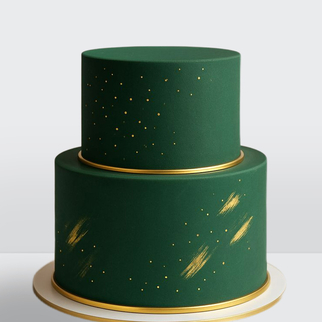 0 Торт классический 2 яруса зеленый с золотом в стиле минимализм