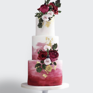 0 Торт под мрамор 3 яруса в стиле минимализм с золотом и розами
