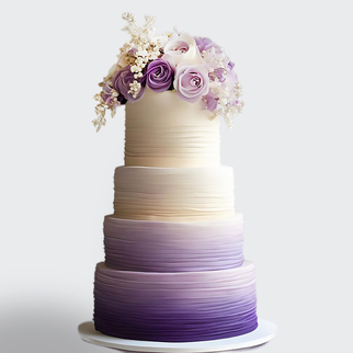 0 Торт с градиентом сиреневый 4 яруса с розами