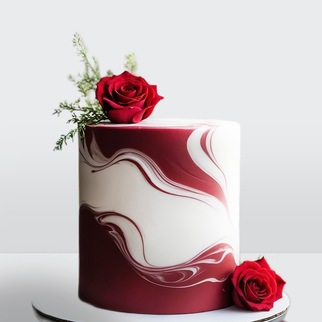 0 Торт под мрамор в стиле минимализм красный с розами