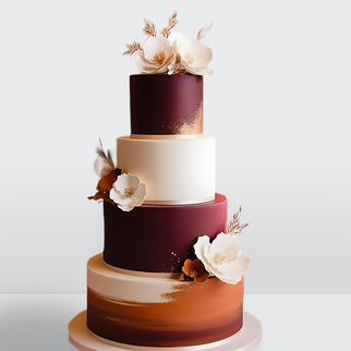 0 Торт 4 яруса шоколадный с цветами и золотом