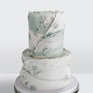 0 Торт под мрамор 2 яруса в стиле минимализм зеленый