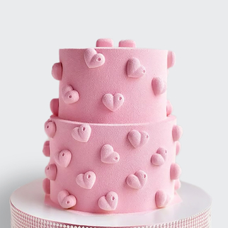 0 Торт велюровый 2 яруса розовый с сердечками