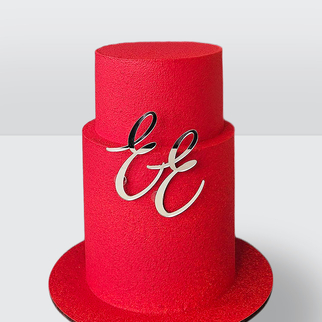 0 Торт красный велюровый 2 яруса с инициалами