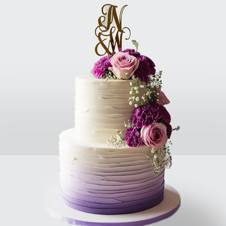 0 Торт 2 яруса с градиентом, с розами и инициалами