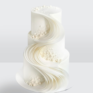 0 Торт 3 яруса с бусинами и драпировкой из рисовой бумаги