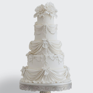 0 Торт 5 ярусов с драпировкой и цветами в ампирском стиле