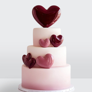 0 Торт с красным сердцем, 3 яруса