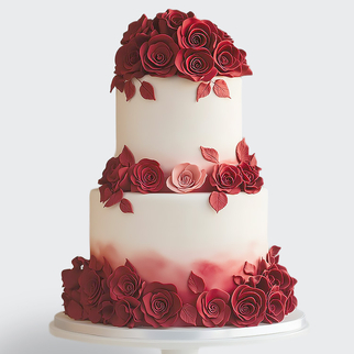 0 Торт 2 яруса с красными розами и градиентом