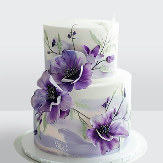 Торт 2 яруса с цветочной росписью