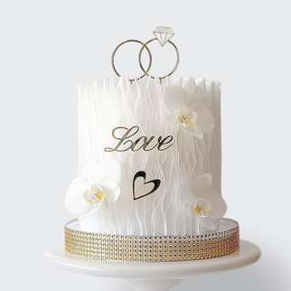 0 Торт с кольцами, драпировкой и цветами