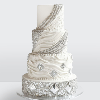 0 Торт 4 яруса, с драпировкой и кристаллами