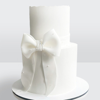 0 Торт 2 яруса, с бантом и бусинами