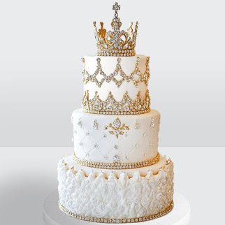 0 Торт 3 яруса с золотой короной, кристаллами и гравировками