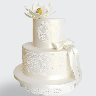 0 Торт 2 яруса с кружевами, бантом и цветком